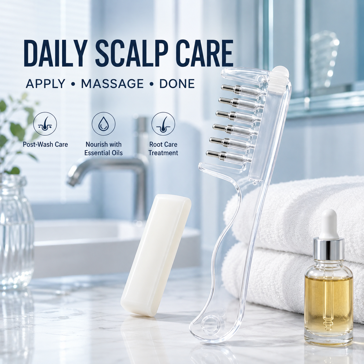 Hair Oil Applicator Comb – Root Oil Application & Scalp Massage